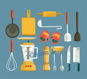 彩色厨房用品矢量素材